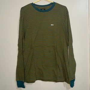 Striped Long Sleeve Obey tee.